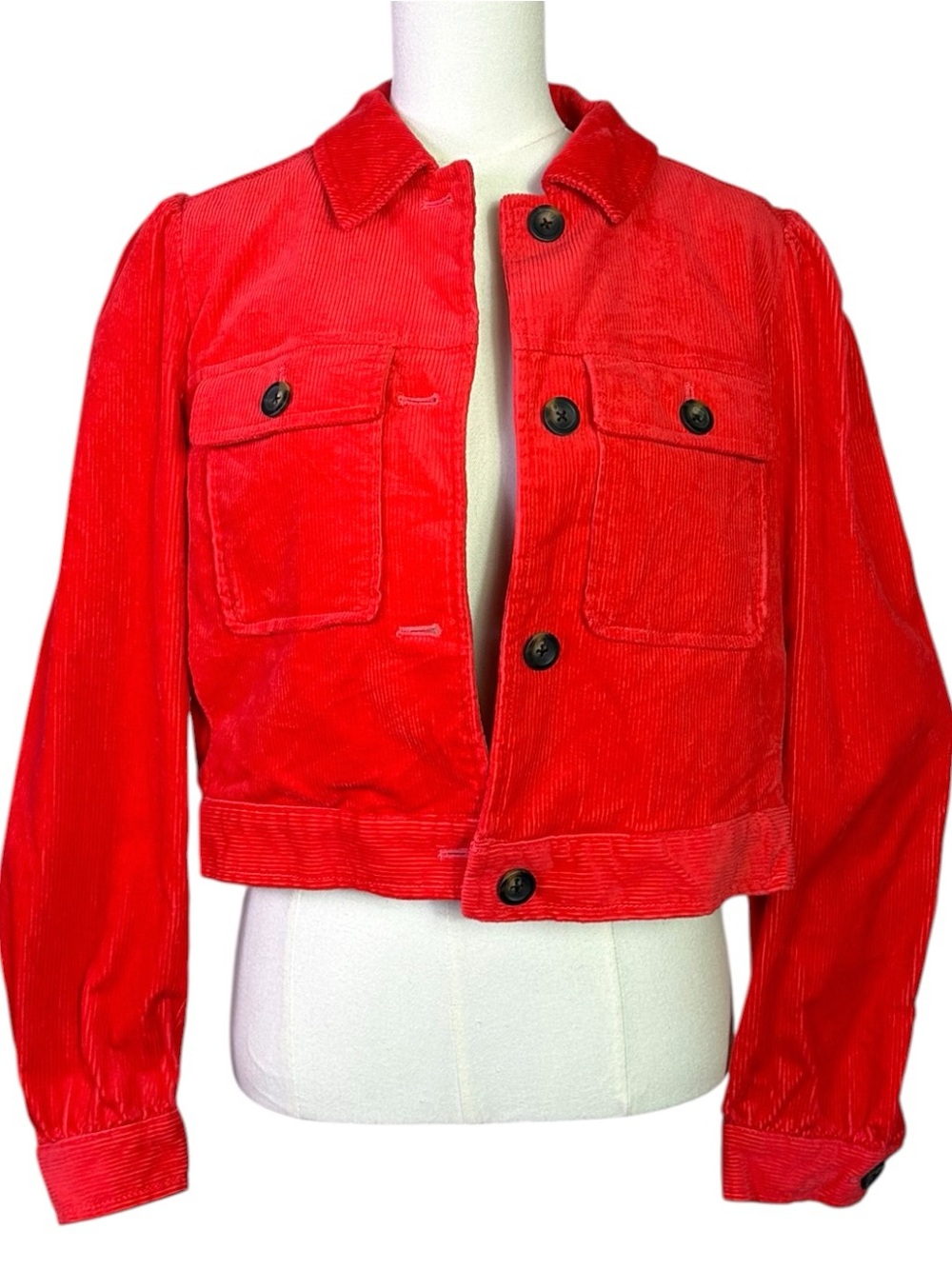 Boden Puff Sleeve Corduroy Jacket in Strawberry Tart Red Size 12